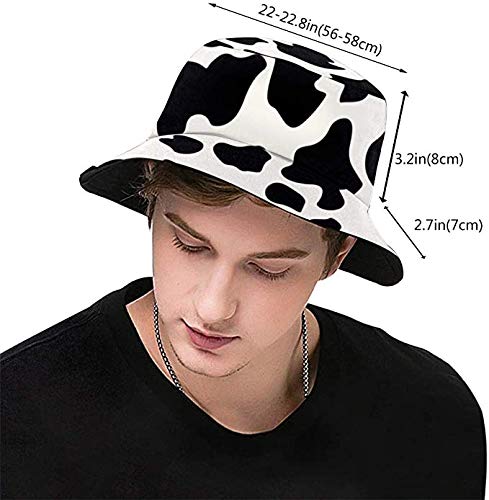 Quanhaigou Unisex Sun Hats, Fashion Beach Bucket Hat for Men Women,Summer Outdoor Boonie Cap Breathable Packable - color: Cow Print