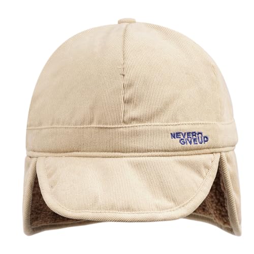 CLAPE Russian Trapper Ushanka Hat Eskimo Warm Pilot Cap Hats Earflaps Baseball Cap Visor Dad Hat for Outdoor Skiing - color: Dj05-beige