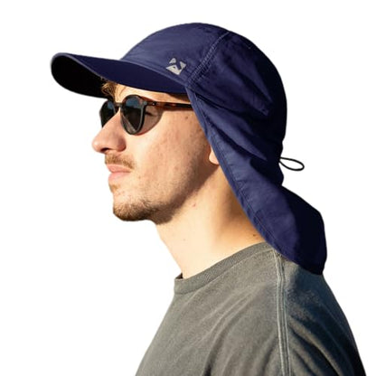 TOP-EX L/XL/XXL UV50+ Waterproof Neck Flap Baseball Sun Cap - color: Navy Blue, size: XX-Large