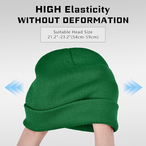 ZOORON Beanie for Men Women Warm Winter Hat Unisex Soft Knit Cuffed Beanie - color: Grass Green