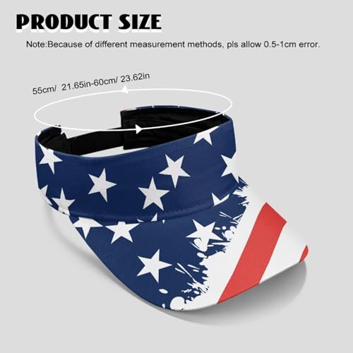 Cool Styles Sun Visor Hats 21.65~23.62 inches Adjustable Open-Top caps Quick-Dry Visor Cap - color: American Flag