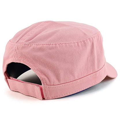 Trendy Apparel Shop Cotton Army Cap Military Flat Top Adjustable Baseball Cap - color: Pink