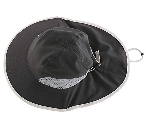 Connectyle Kids Sun Hat Adjustable Fishing Hat for Boys Grils Breathable UPF 50+ Protection Outdoor Beach Hat with Neck Flap - color: Dark Grey