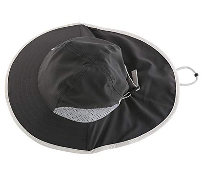 Connectyle Kids Sun Hat Adjustable Fishing Hat for Boys Grils Breathable UPF 50+ Protection Outdoor Beach Hat with Neck Flap - color: Dark Grey