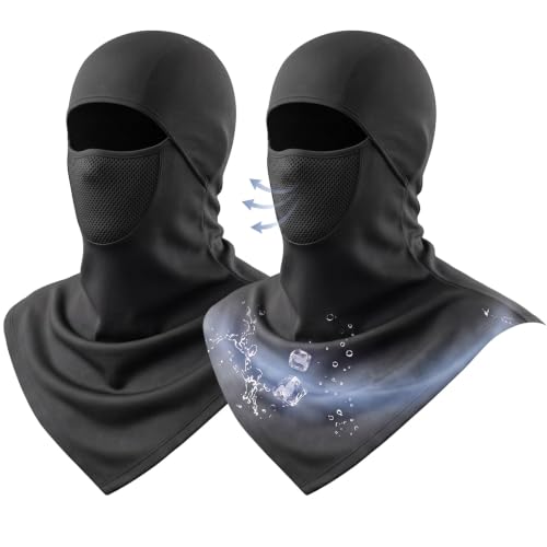 Face Balaclava Neck Cover Cooling Ice Silk Ski Mask - color: Black