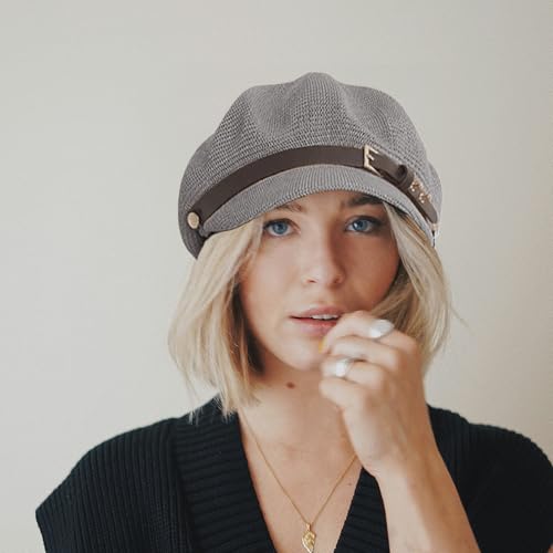 Lightweight Newsboy Cap Beret Breathable Mesh Sun Hat Beach Hats for Women - color: Gray