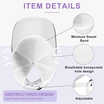 Women Criss Cross Ponytail Hat Mesh Quick Drying Baseball Cap High Messy Bun Ponycap Lightweight Outdoor Sports Hat - color: New White