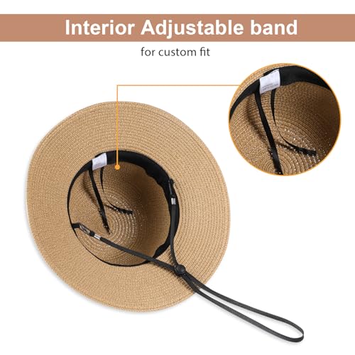 Tavaleu Beach Hat Foldable Wide Brim UV Protection for Women Summer Sun Hat - color: Khaki-6