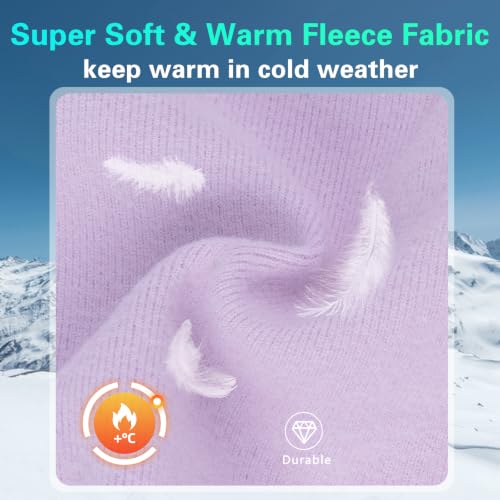GoxRunx Kids Balaclava Ski Mask,Fleece Face Mask Neck Warmer for Boys Girls,Windproof Face Cover for Cold Weather - color: Black/Light Purple