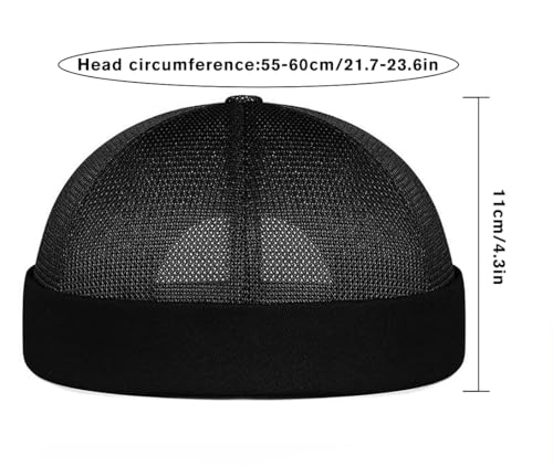 Mens Breathable Mesh Skull Cap Docker Beanie Hat Sailor Hat - color: Black