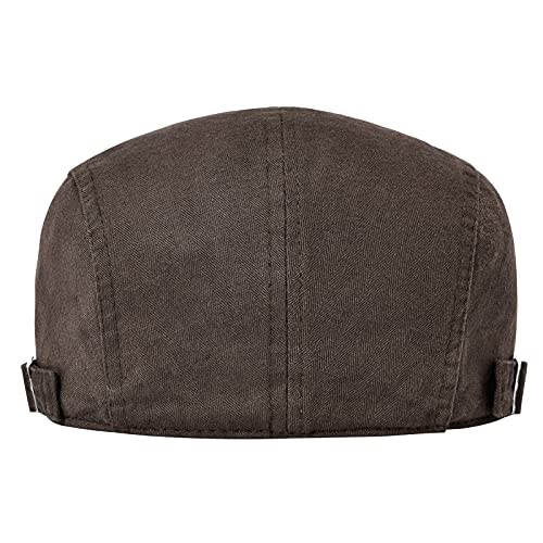 VOBOOM Men Cotton Adjustable Newsboy Beret Ivy Cap Cabbie Flat Hat - color: Coffee