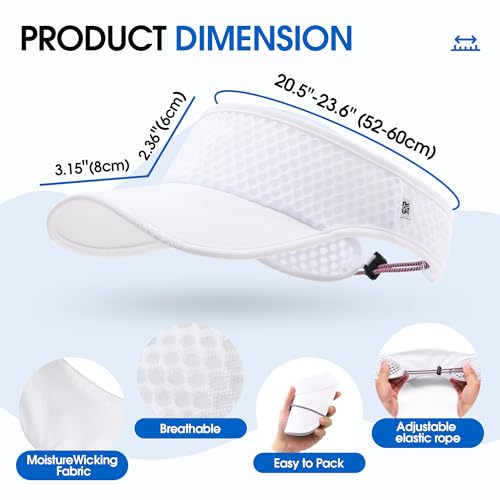 AUSFLUG Sun Visor Hat Men Women - Moisture Wicking Lightweight Sports Cap - color: White