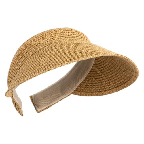 UPF 50+ Paper Braid Clip On Visor - color: Toast Brown