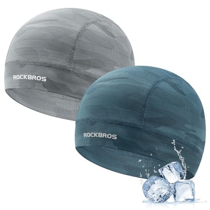 ROCKBROS Helmet Liner Skull Cap for Cycling Motorcycle Men Women Cooling - color: Grey & Blue