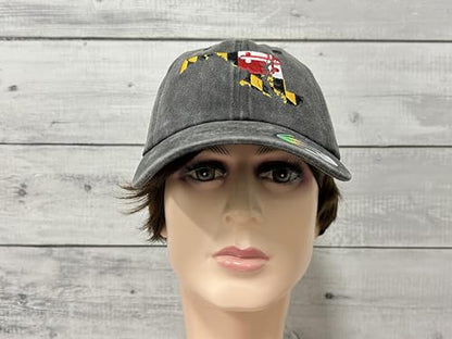 America State City Flag Hats - color: Maryland Flag (Washed Black)