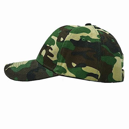 Glory Max Plain Baseball Cap Hook & Loop Strap Adjustable Solid Blank Curved Visor Hat - color: Woodland Camo