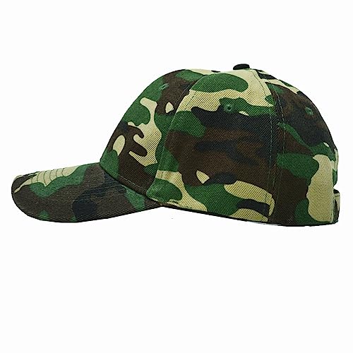Glory Max Plain Baseball Cap Hook & Loop Strap Adjustable Solid Blank Curved Visor Hat - color: Woodland Camo