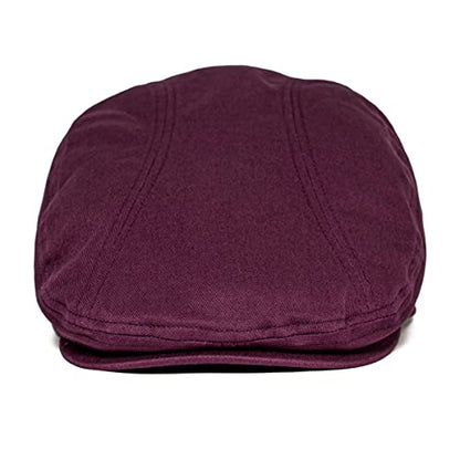 BOTVELA Men Cotton Twill Newsboy Flat Hat Fitted Cap - color: Burgundy, size: 7 1/8