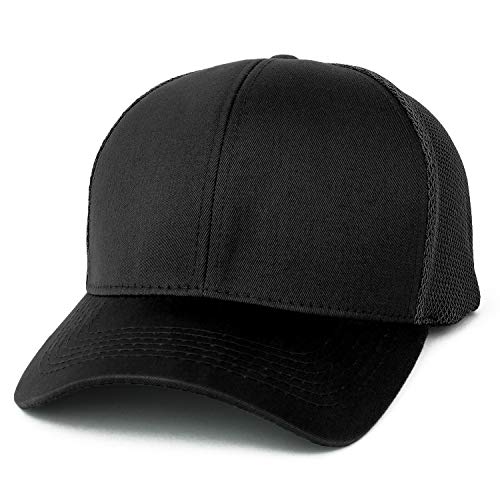 Trendy Apparel Shop Oversize XXL Structured Trucker Mesh Baseball Cap - color: Black