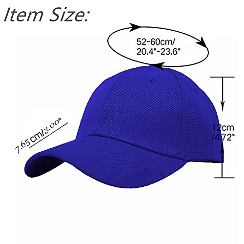 Glory Max Plain Baseball Cap Hook & Loop Strap Adjustable Solid Blank Curved Visor Hat - color: Royal Blue