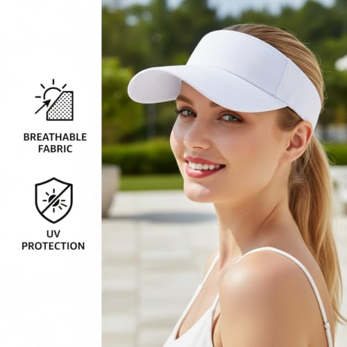 Topbuti 2 Pcs Visors for Women Men Sports Sun Visor Hats Cotton Tennis Golf Visor Hat UV Protection Summer Beach Baseball Cap - color: Black & White