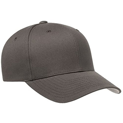 Flexfit 5001 Standard Cotton Twill 6-Panel Fitted Baseball Cap - color: Dark Grey, size: Large-X-Large