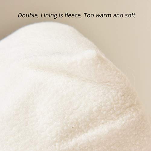 Toddler Baby Boys Girls Winter Hat Kids Ear Flap Warm Fleece Lined Knit Beanie Fur Pom Hat - color: White With Faux Fur Pompom, size: 6-24 Months