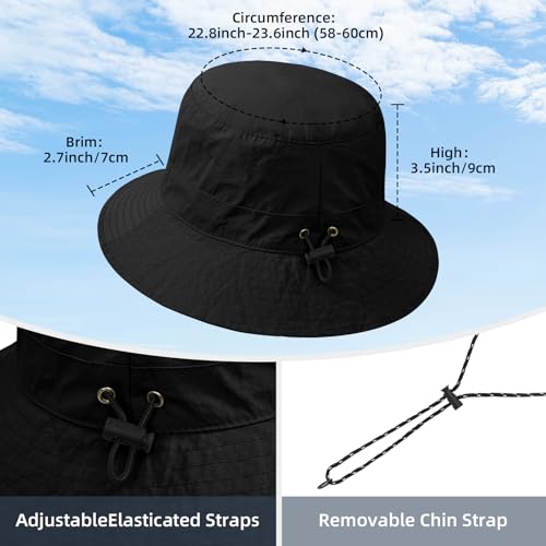 Durio Waterproof Bucket Hats for Woman UPF 50+ Sun Hat - color: Black