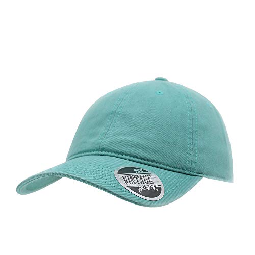 Washed Canvas Combed Cotton Unstructured Soft Crown Adjustable Dad Hat Baseball Cap - color: Washed Cotton Turquoise