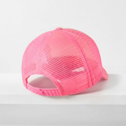 CHOK.LIDS Blank Foam Trucker Hat, Retro Mesh Rope Snapback Cap, Men Women - color: Curved Brim (Light Pink)