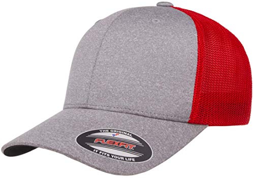 Flexfit 110 Mesh Cap One Size - color: 2pk Heather/Black & Heather/Red, size: Large