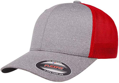 Flexfit 110 Mesh Cap One Size - color: 2pk Heather/Black & Heather/Red, size: Large