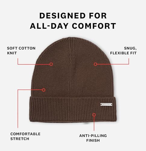 Revony 100% Cotton Men’s Skull Beanie – Soft, Structured, Everyday Comfort - color: Dark Brown