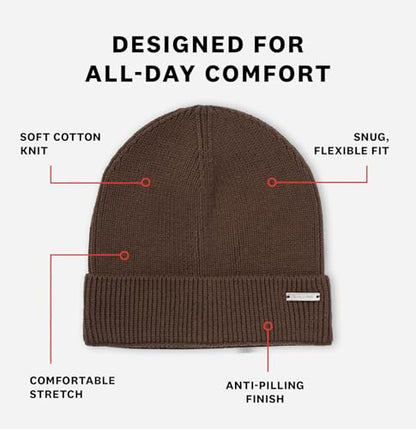 Revony 100% Cotton Men’s Skull Beanie – Soft, Structured, Everyday Comfort - color: Dark Brown