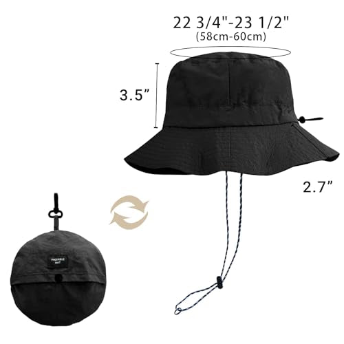 PFFY Packable Sun Bucket Hat for Men Women Outdoor UV Protection Sun Hats - color: Red (More Loose)