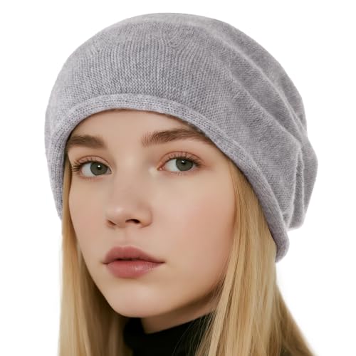 Ishua Slouchy Beanie Hats for Women - Winter Slouchy Beanie Hats, Soft Warm & Lightweight Knit, Nice for Thanksgiving, New Year & Valentine's Day, Ladies Skull Cap Khaki