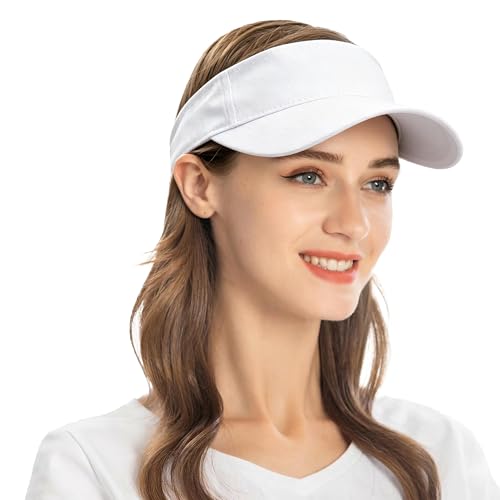 ZLYC Print Sports Sun Visors for Women Girls - color: Plain White