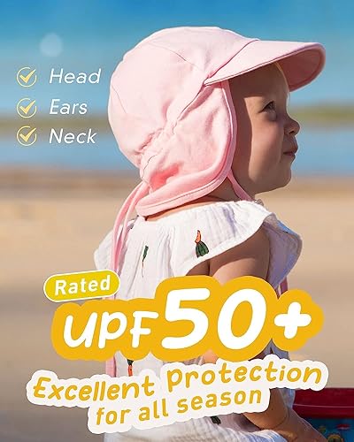 FURTALK Baby Sun Hat UPF 50+ UV Ray Sun Protection Cotton Toddler Hats for Boys Girls - color: Rose Pink, size: 0-6 Months