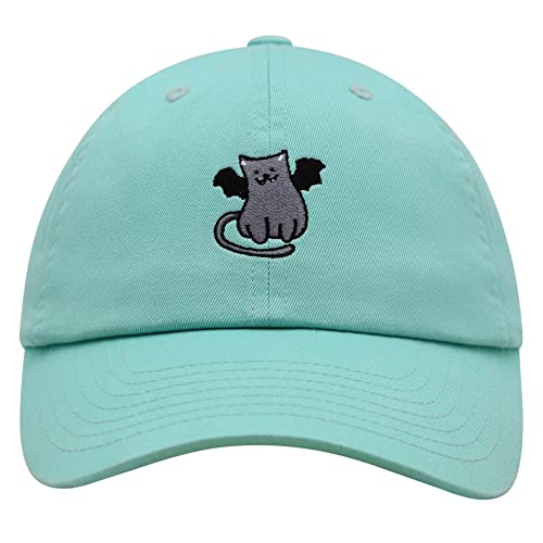 JPAK Bat-cat Premium Dad Hat Embroidered Cotton Baseball Cap Cat Kitty - color: Mint