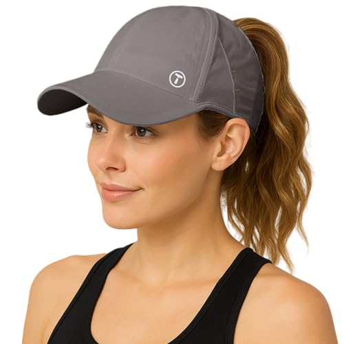 TOP-EX UPF 50+ Cooling High Ponytail Baseball Cap for Women - color: Grey, size: Large-X-Large
