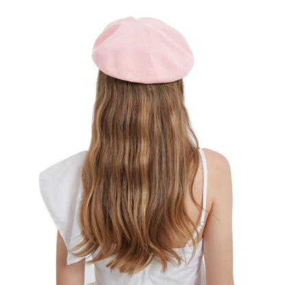 Summer French Beret Breathable Thin Beret Hat Solid Color Beanie for Women Lady - color: Light Pink
