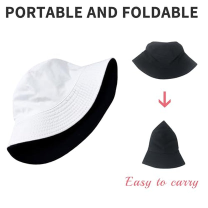 NPQQUAN Reversible Bucket Hats for Men Woman Packable Foldable Sun Hats for Women - color: Black/Beige(reversible)