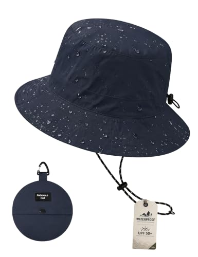 Durio Bucket Hat for Men Women, Waterproof Rain Sun Hat for Outdoor Travel - color: Navy Blue