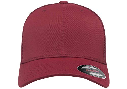 Flexfit Two-Tone Stretch Mesh Fitted Cap Hat - color: Maroon, size: Small-Medium, style: Ultrafibre Airmesh Fitted Trucker Hat