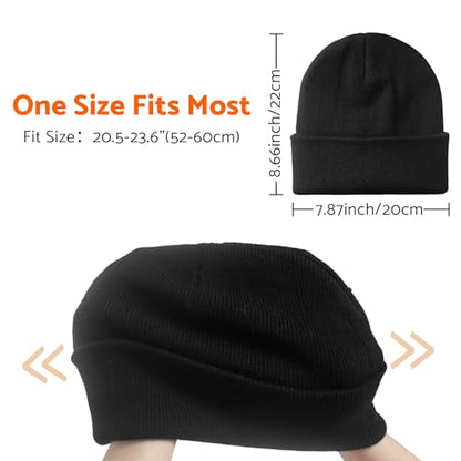 PFFY Beanie for Men Women Unisex Knit Cuffed Winter Thick Lined Beanies Hat - color: Pure White