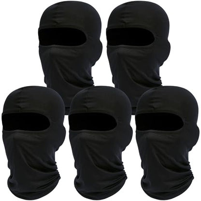 ROXUN Balaclava Ski Mask, 5 Pack Neck Gaiter Motorcycle Summer Cooling - color: A5-5 Black