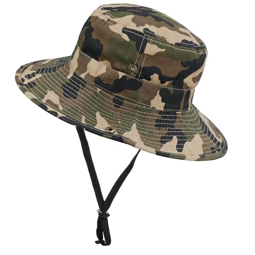 Kids Sun-Bucket-Hat Boys-Camouflage Outdoor-Fishing-Hat Packable - color: 54cmlittlekidscamo, size: 4-8 Years