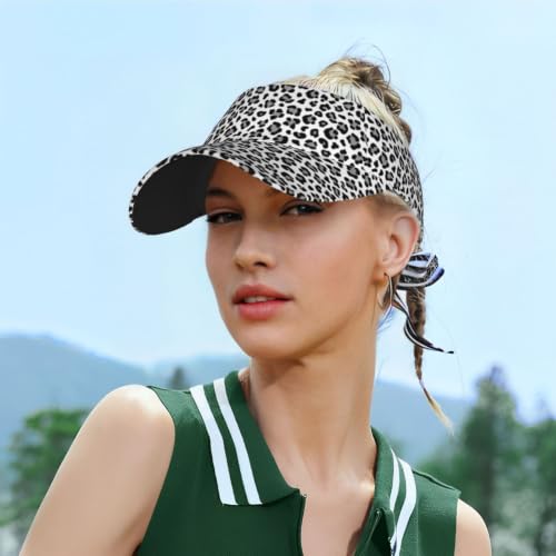 Leopard Print Sunscreen Visor Cap Adjustable Empty Top Outdoor Sports Hat - color: 1