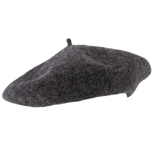 ZAKIRA Wool French Beret for Men & Women, Plain - color: Grey
