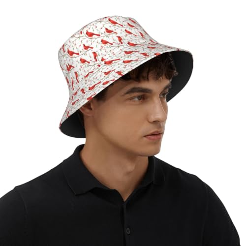 Bucket Hat Unisex for Men Women Cute Funny Fashion Fishing Hat Trippy Art Casual Fisherman Cap - color: Cardinal